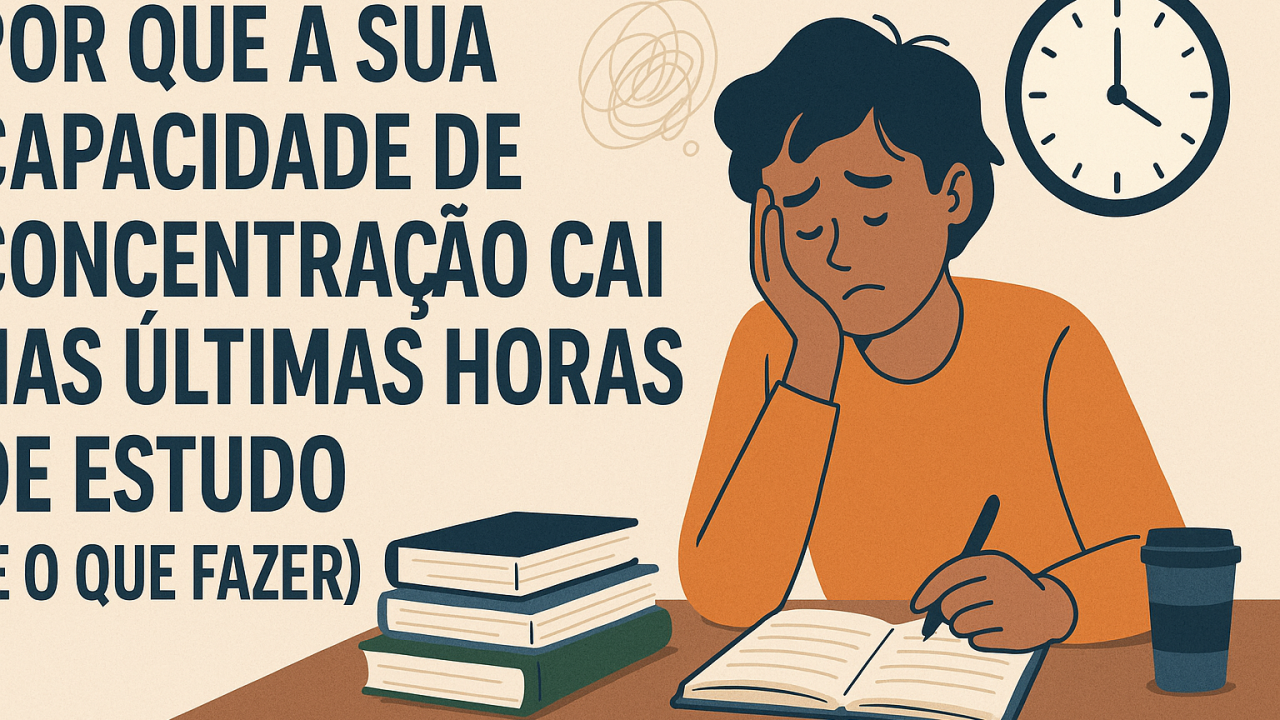 Por que a sua capacidade de concentração cai nas últimas horas de estudo (e o que fazer)